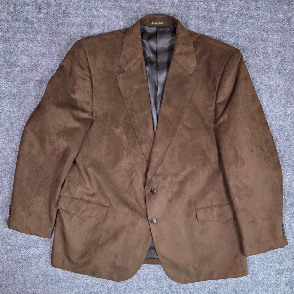 Circle S Western Blazer Mens 52 Brown Faux Suede Cowboy Sport Coat Dallas Texas